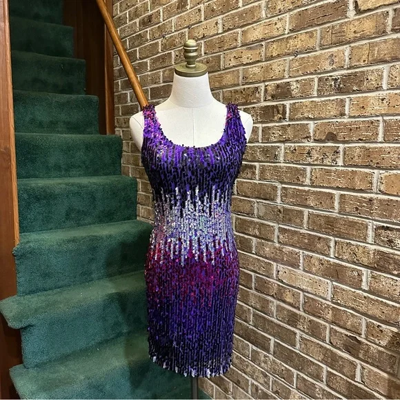 Masquerade | Dresses | Vtg Y2k 9s Sequin Disco Ombr Sparkly Party Glam Low  Back Mini Dress | Poshmark